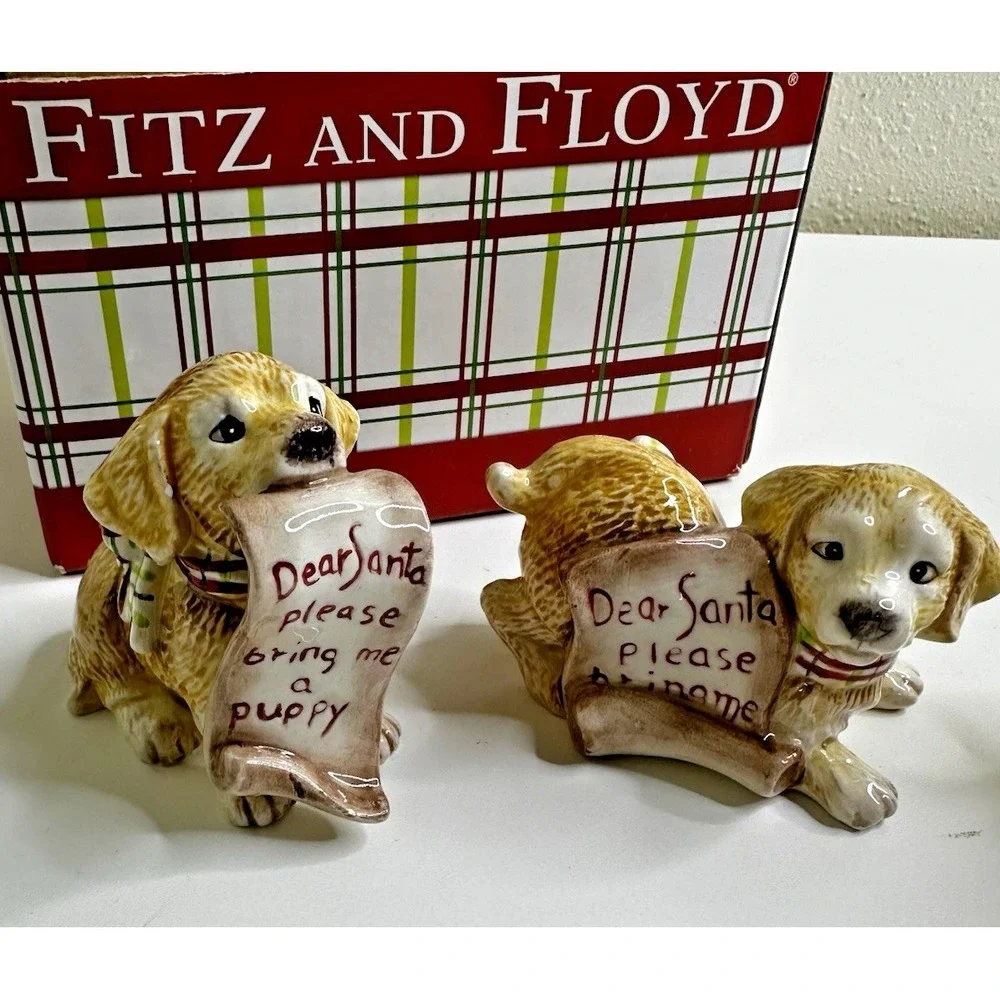 Fitz & Floyd Dog Tumblers 3 Dear Santa Please Bring Me a Puppy Figures Macy's